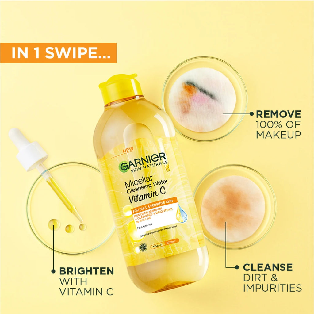 Garnier Vitamin C Micellar Water Facial Brightening Cleanser and Makeup Remover 400 ml