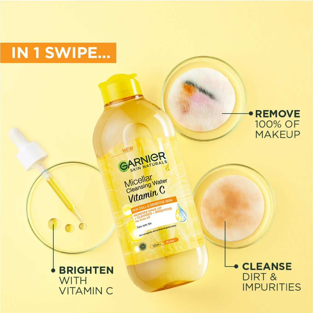 Garnier Vitamin C Micellar Water Facial Brightening Cleanser and Makeup Remover 400 ml