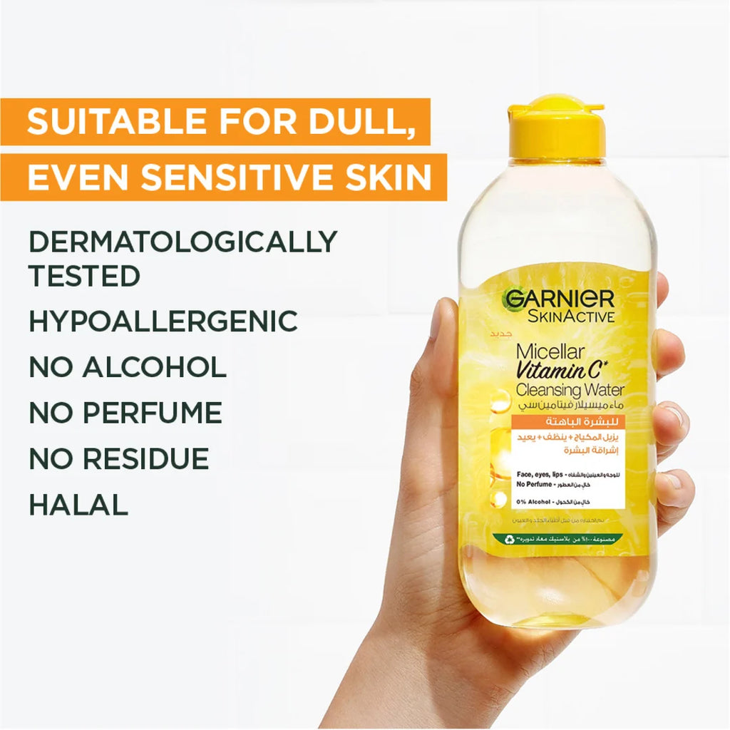 Garnier Vitamin C Micellar Water Facial Brightening Cleanser and Makeup Remover 400 ml