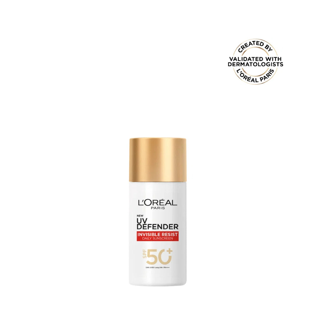 L’Oréal Paris, UV Defender Invisible Resist, SPF50+ Daily Sunscreen, with Long UVA Protection, For All Skin Types, 50ml