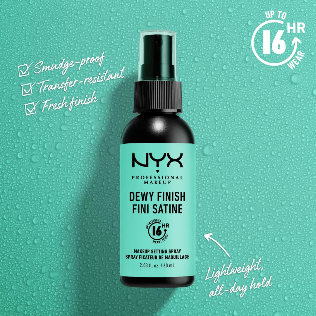 NYX Professional Makeup Dewy Finish, Lightweight and Extends Makeup Wear Up to 16 hours, Makeup Long Lasting Setting Spray - 02, Dewy Finish 60ml