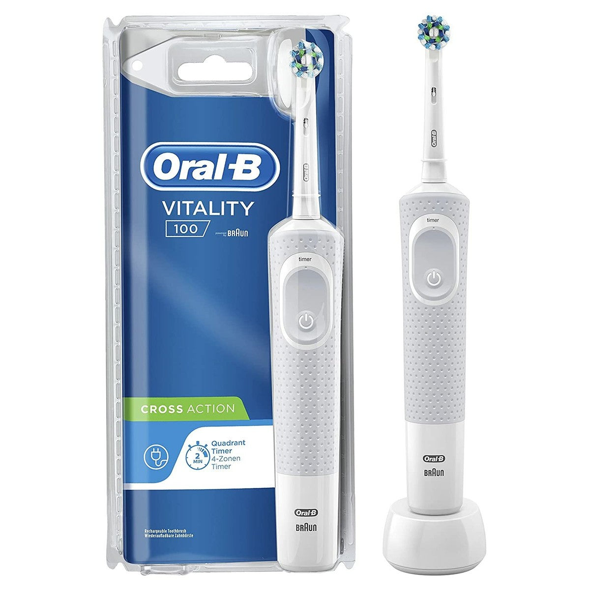 Oral B Vitality 100 White Criss Cross Electric Rechargeable Toothbrush