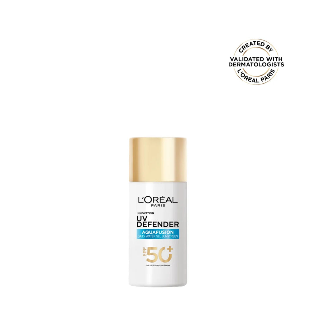 L’Oréal Paris, UV Defender, Aquafusion Daily Water Gel Sunscreen, SPF50+ PA++++, Defends from all UV aging signs, Absorbs in 3 Seconds, 50ml