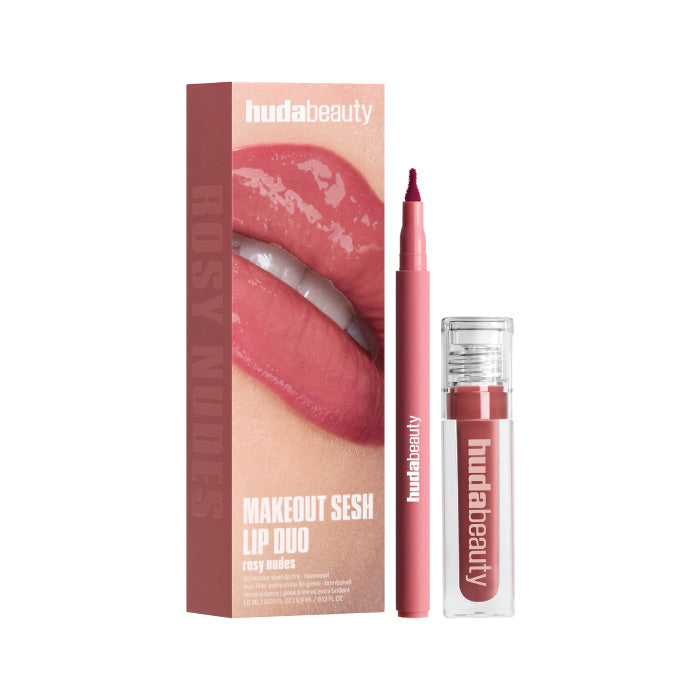 HUDA BEAUTY MAKEOUT SESH LIP DUO(Rosy Nudes
