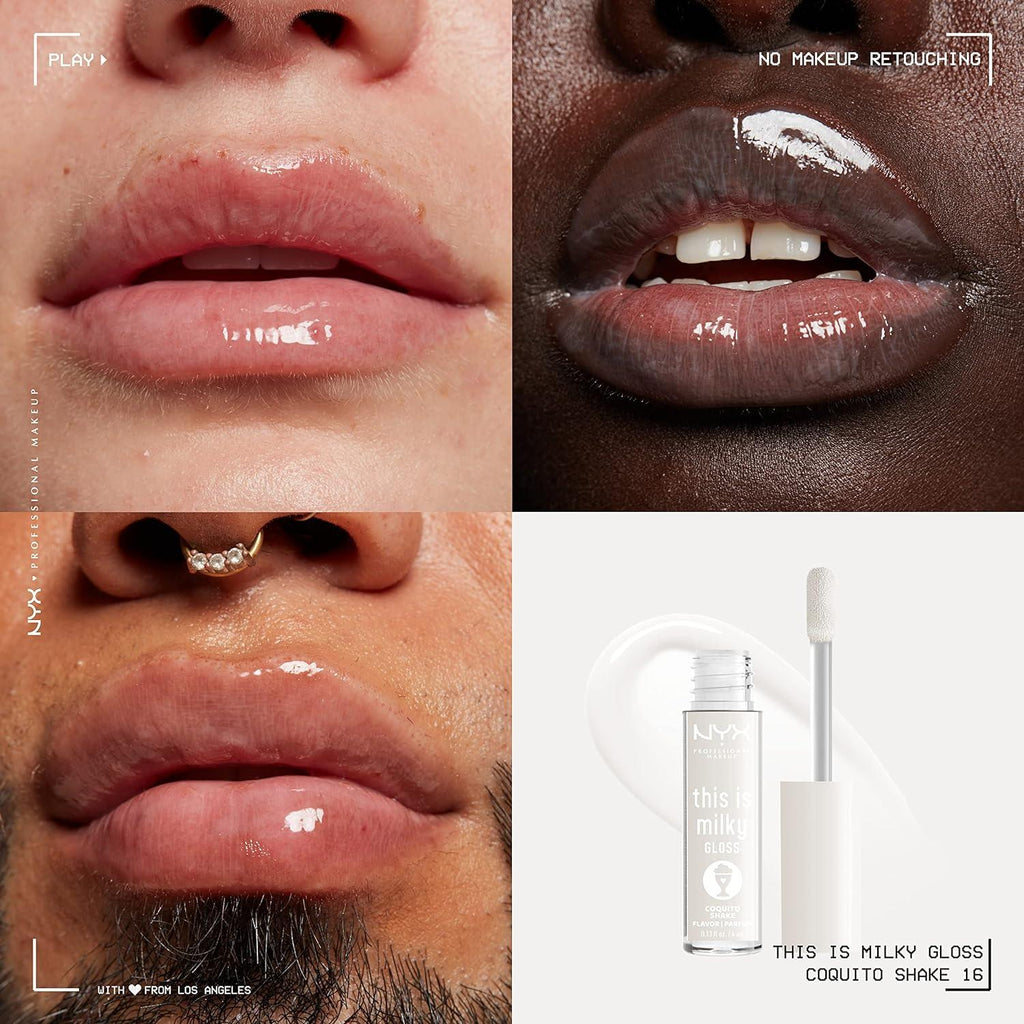 NYX This Is Milky Gloss, Vegan Lip Gloss, 12 Hour Hydration-Coquito Shake