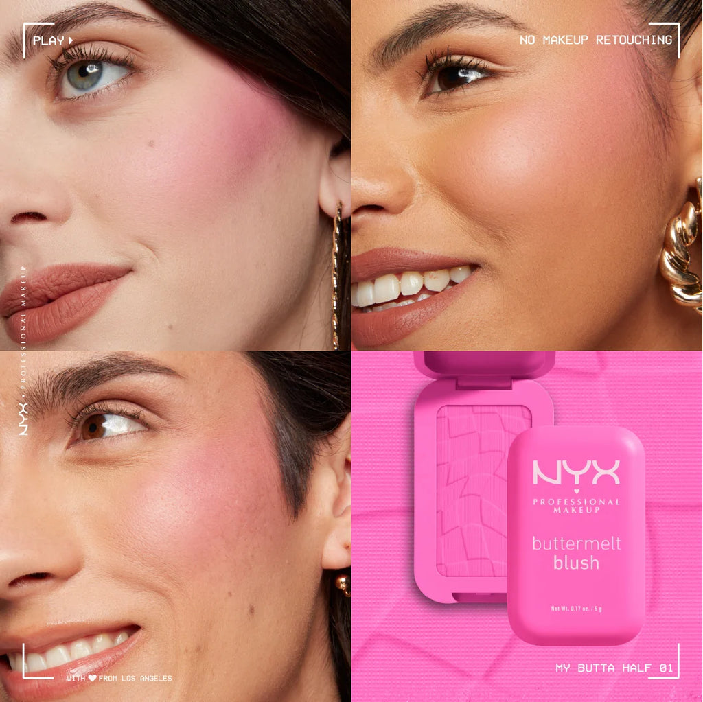 NYX BUTTERMELT HIGH-PIGMENT BLUSH 01 My butta half